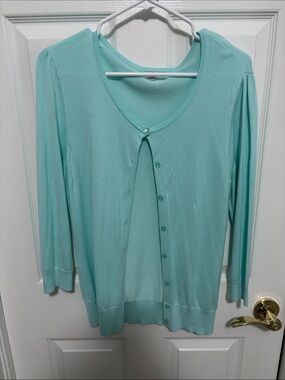 Halogen Mint Green Lightweight Button-Front Cardigan
